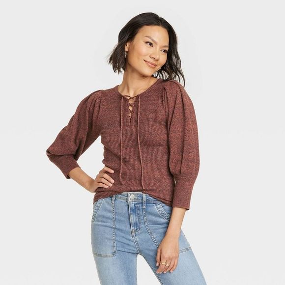 Knox Rose Tops - Women's Crewneck Pullover Sweater - Knox Rose Brown M